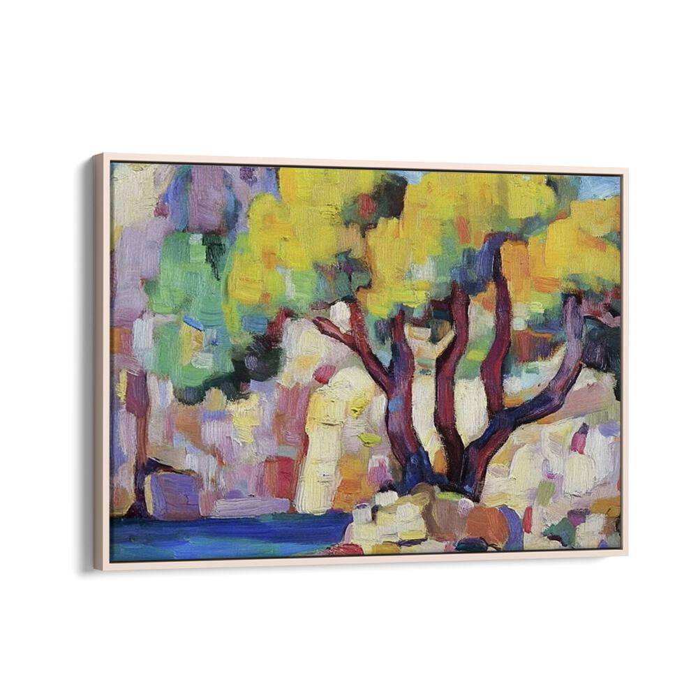 Colorful artwork titled TREE BY THE WATER, perfect for enhancing outdoor decor with natural artistry.