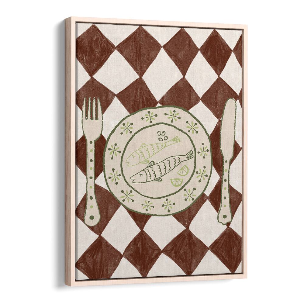 Elegant DINNER , KITCHEN POSTERS featuring a rustic plate and cutlery design, perfect for enhancing your dining space.