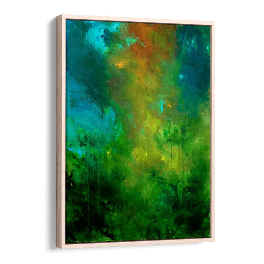 Vibrant ISLAND SUN, ABSTRACT PAINTINGS artwork in green and blue hues, perfect for modern decor transformation.