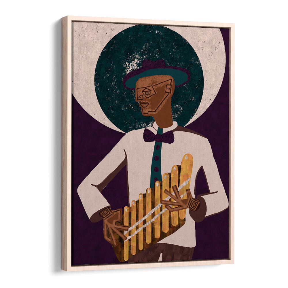 Artistic MUSICIAN GUY VI, MOVIE POSTERS featuring a musician with a pan flute, perfect for elevating your space.