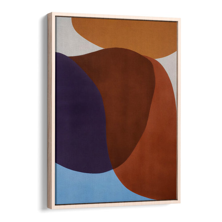 FREE FORM , ABSTRACT PAINTINGS with fluid shapes in earthy tones and blue by Oakwood Floater showcasing modern art style.
