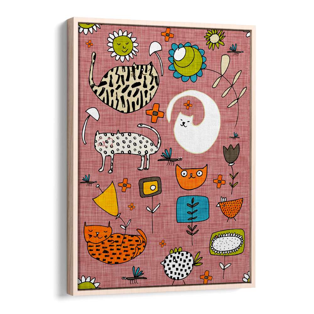 Colorful SPRING CAT PINK, KIDS ROOM PAINTINGS brighten any space with playful cats and vibrant designs, perfect for kids' rooms.