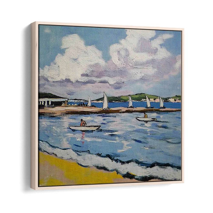 SAILBOATS ON THE BEACH artwork beautifully captures tranquil coastal scenes, perfect for enhancing your home decor.