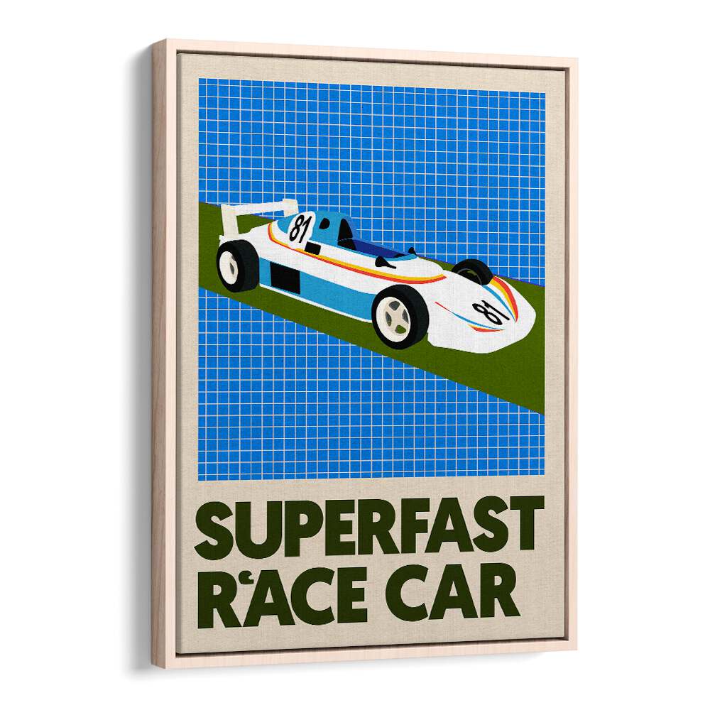 Vibrant SUPERFAST RACE CAR poster captures the thrill of speed, perfect for any racing enthusiast's collection.