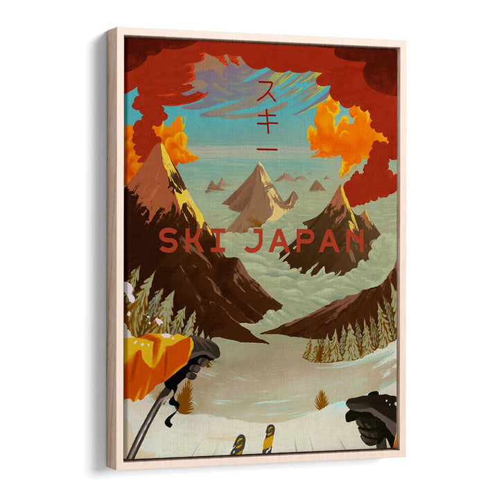 Colorful SKI JAPAN artwork showcasing stunning landscapes and winter sports, perfect for lovers of JAPANESE PAINTINGS.