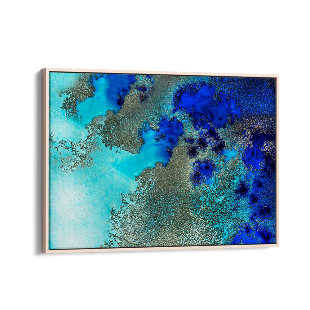 Vibrant blue and teal hues combine in the FIJI CORAL RESONANCE, ABSTRACT PAINTINGS, enhancing any contemporary space.