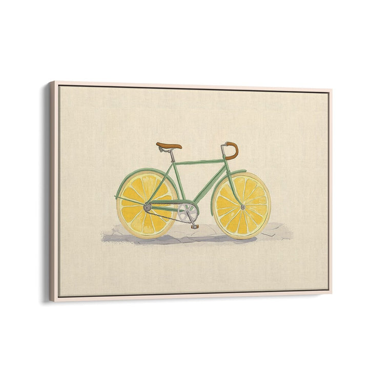 Vibrant BICYCLE WITH LEMON WHEELS, KITCHEN POSTERS adding color and charm to your cycling decor. Perfect for any kitchen!