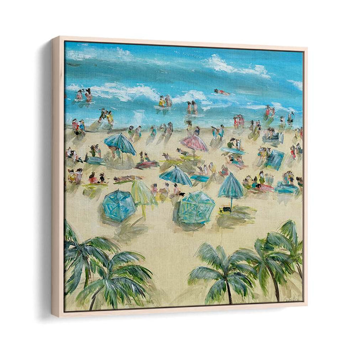 Colorful beach scene depicting relaxation and joy, perfect for your home with BEACHSIDE BLISS, BEACH PAINTINGS.