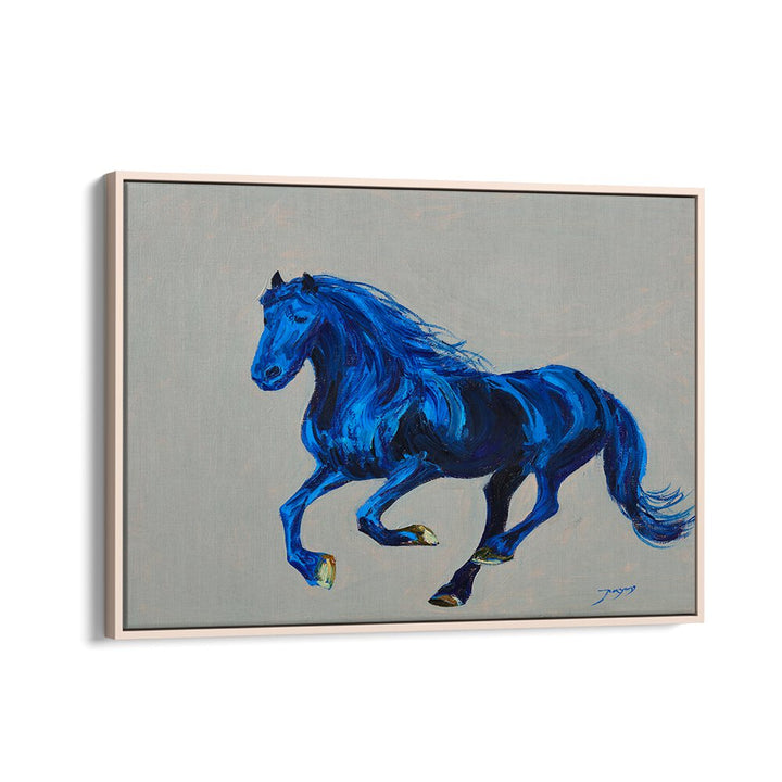 Vibrant blue horse artwork showcasing "A BLUE HORSE, ANIMAL PAINTINGS" perfect for any art lover's collection.