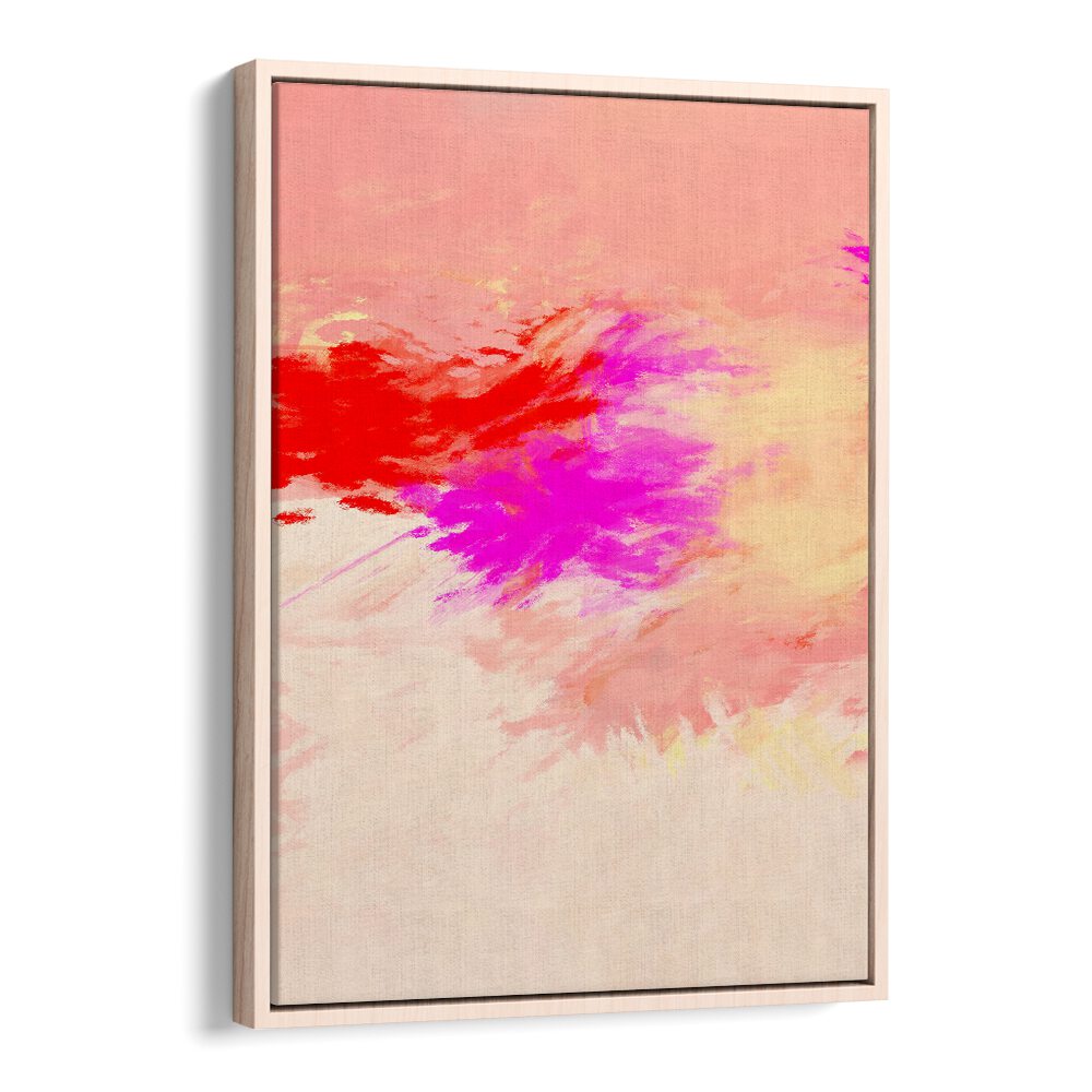 Vibrant abstract art featuring red and pink hues, perfect for showcasing TORRID DAY I, ABSTRACT PAINTINGS in your space.