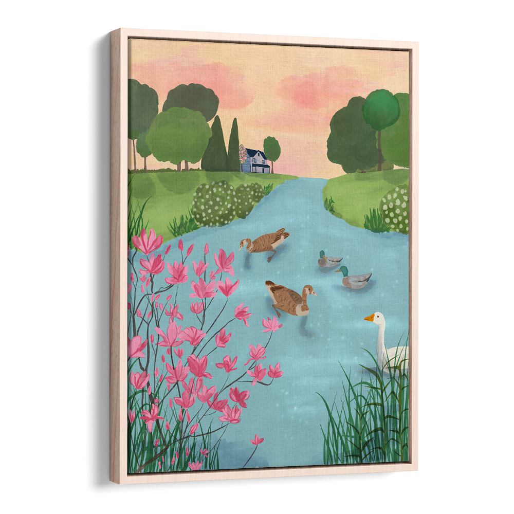 DUCKS ON SUMMER TRAILS , WILDLIFE PAINTINGS , WILDLIFE POSTERS