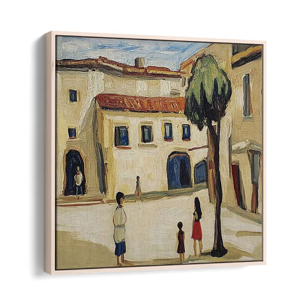 Urban art piece, STREET SCENE V, captures vibrant street life and stylish aesthetics for modern spaces.