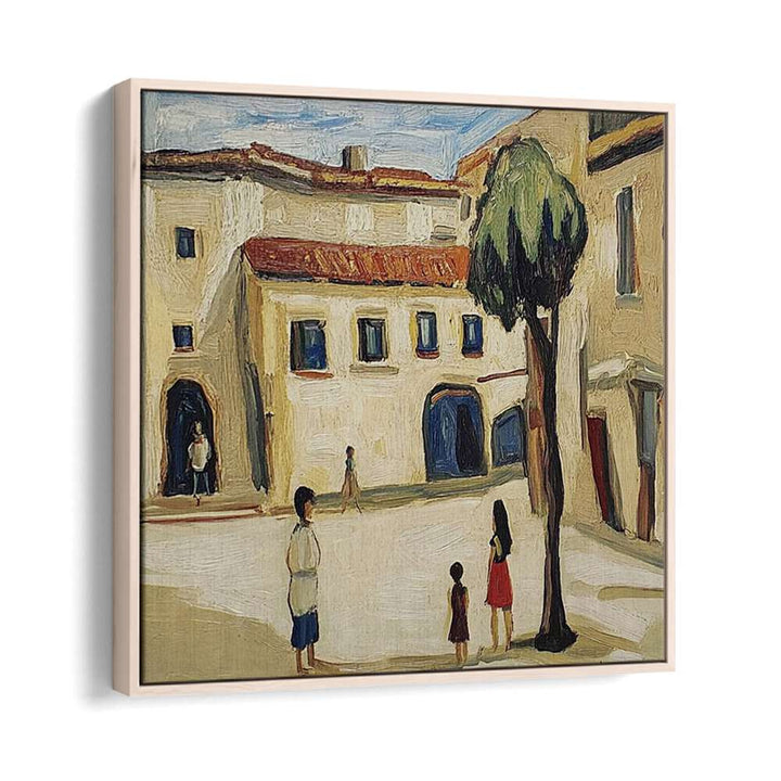 Urban art piece, STREET SCENE V, captures vibrant street life and stylish aesthetics for modern spaces.