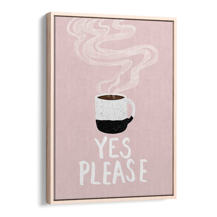 Chic "YES PLEASE, BAR" art featuring a steaming coffee cup, perfect for bar and cafe decor.