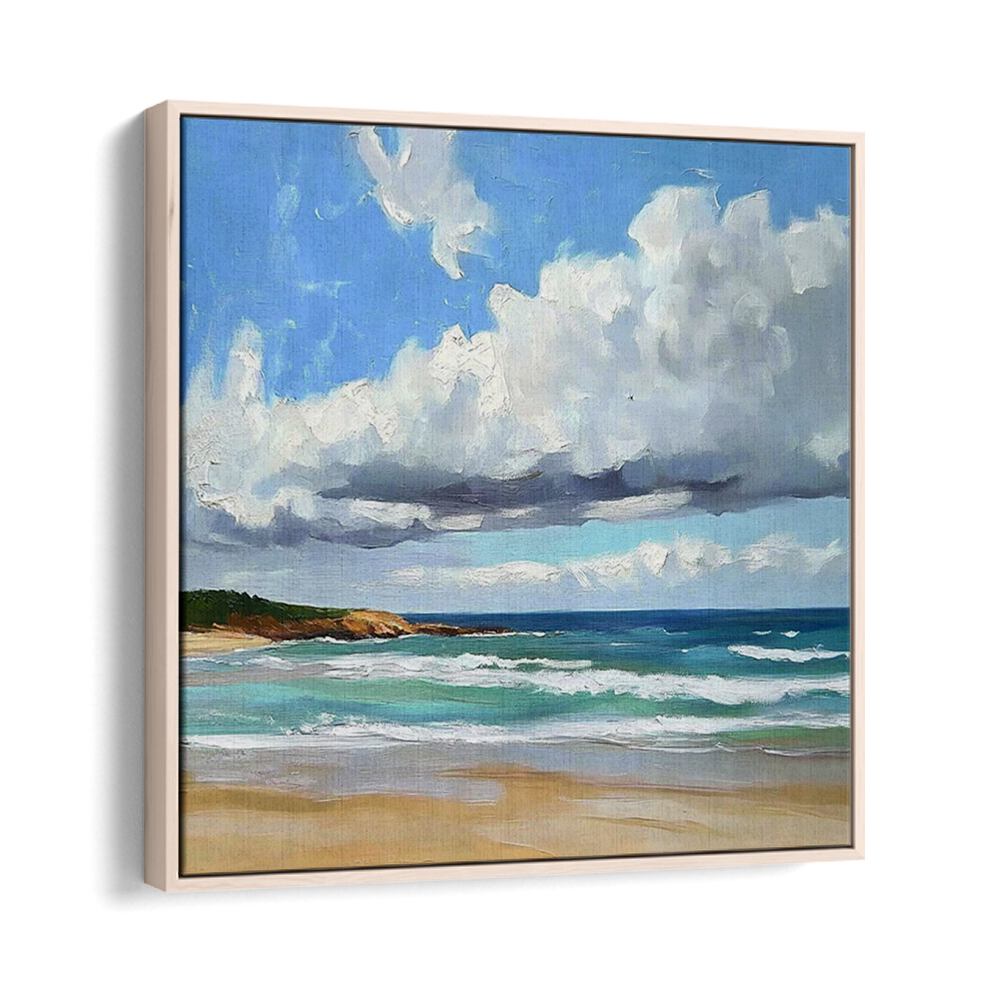 CLOUDY DAY AT THE BEACH artwork captures serene coastal tranquility, perfect for enhancing your beach decor.