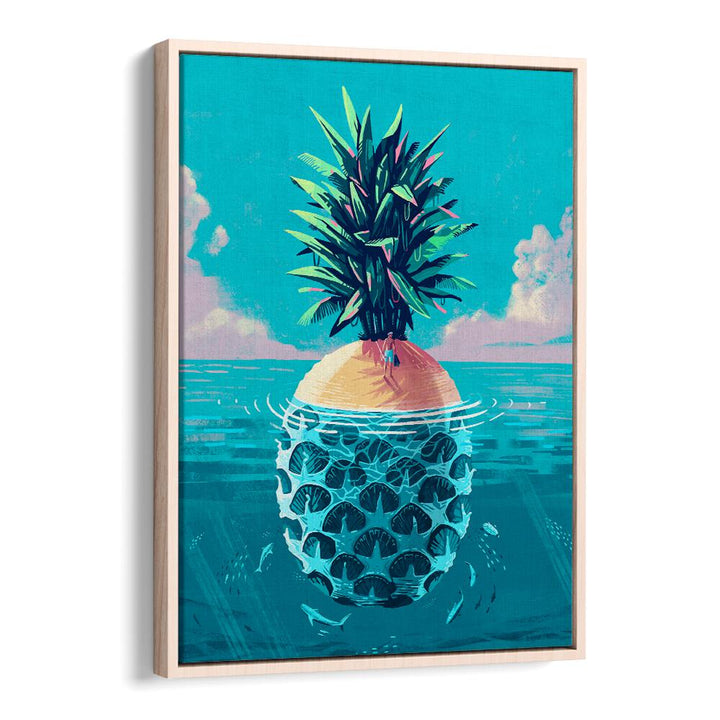 Vibrant STRANDED ON PINEAPPLE ISLAND, BEACH PAINTINGS capturing a tropical paradise scene for your decor.