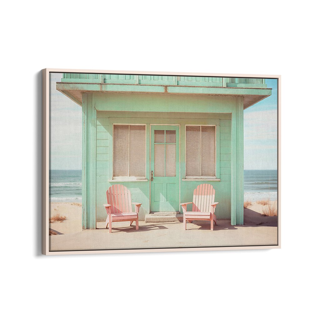 Charming beach house with pastel colors, part of PASTEL PERSPECTIVES, BEACH PAINTINGS collection by Philippe Hugonnard.