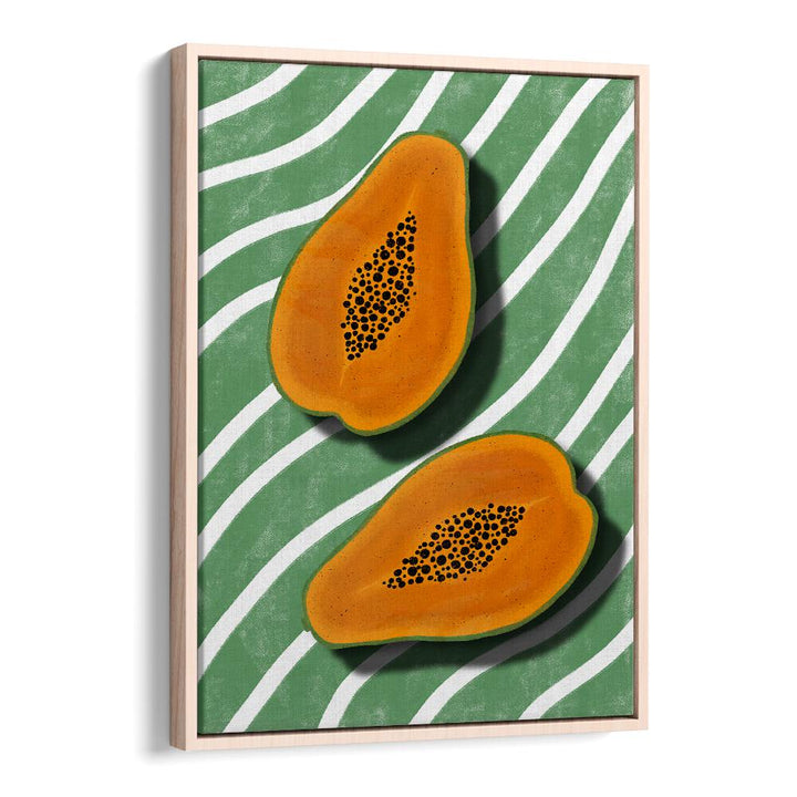 Vibrant PAPAYAS, KITCHEN POSTERS with green stripes, perfect for enhancing your culinary space decor.