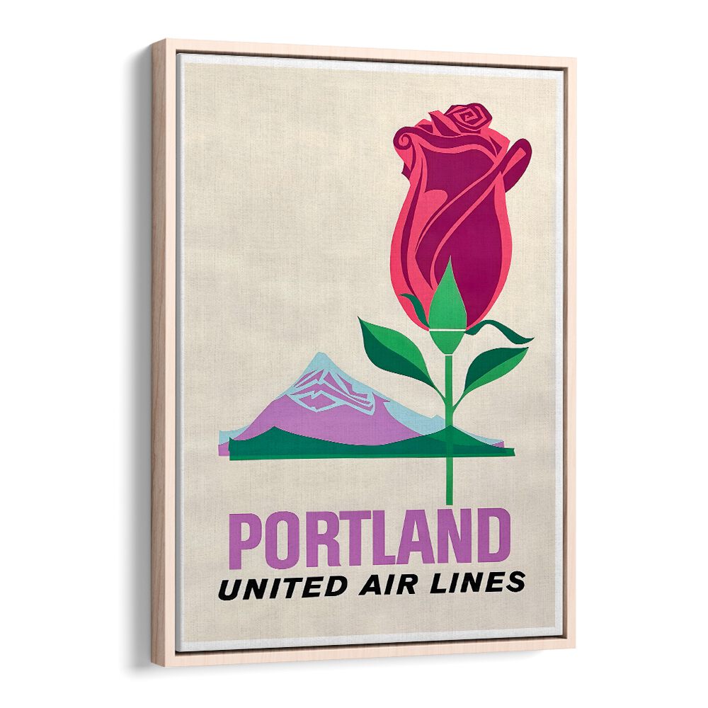 Stunning PORTLAND UNITED AIR LINES, VINTAGE TRAVEL POSTERS featuring iconic rose and mountain artwork for travel lovers.