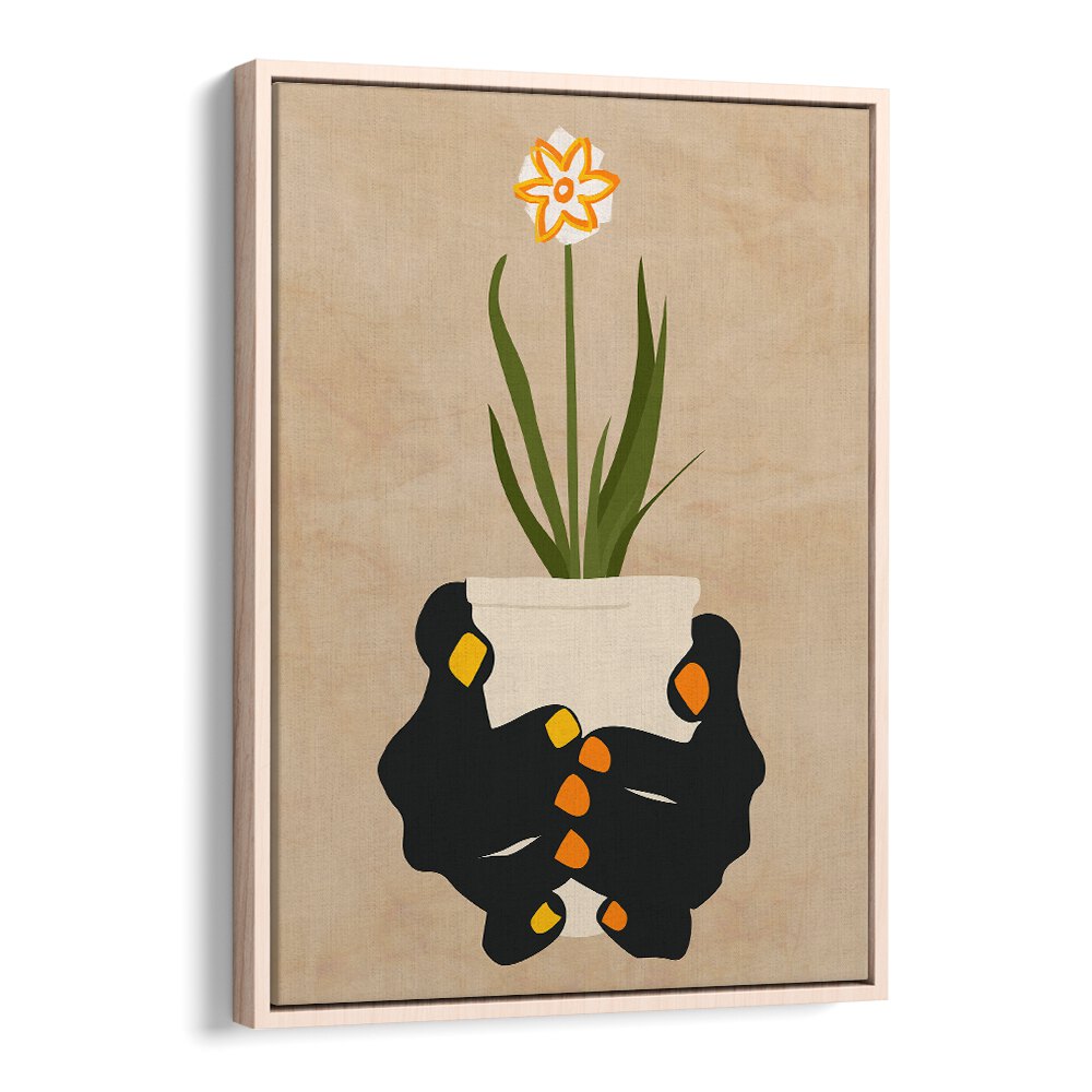 Elegant HOLDING HOPE, FLORAL FLOWER PAINTINGS showcase hands cradling a blossoming flower, symbolizing resilience.