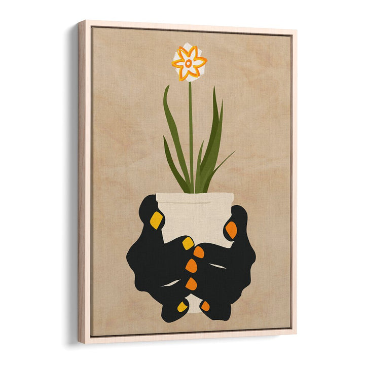 Elegant HOLDING HOPE, FLORAL FLOWER PAINTINGS showcase hands cradling a blossoming flower, symbolizing resilience.