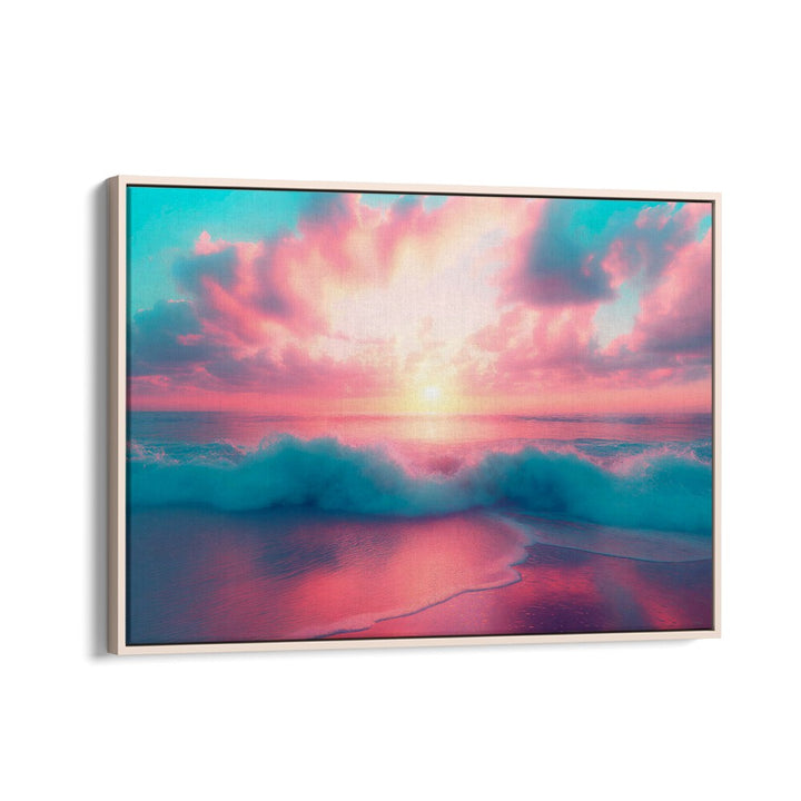 Vibrant sunset over waves in PASTEL PERFECTION, BEACH PAINTINGS collection by Philippe Hugonnard, adding serene elegance.