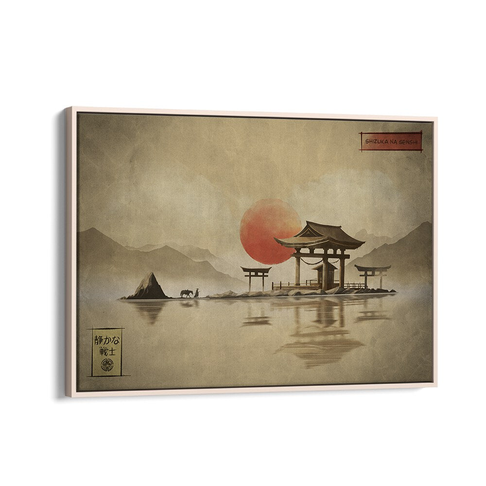 Tranquil scene featuring SHIZUKA NA SENSH, JAPANESE PAINTINGS, capturing serene landscapes and traditional architecture.