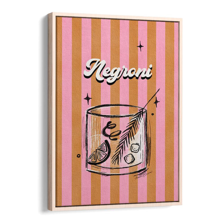 NEGRONI DRINK ON STRIPES BY BAROO BLOOM , BAR POSTERS , BAR ART PRINTS