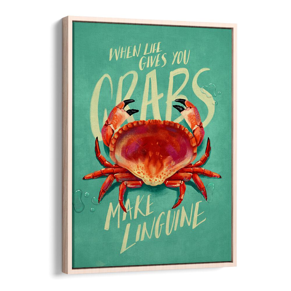 Whimsical art featuring a crab and the phrase "WHEN LIFE GIVES YOU CRABS, BAR" adds charm to any space.