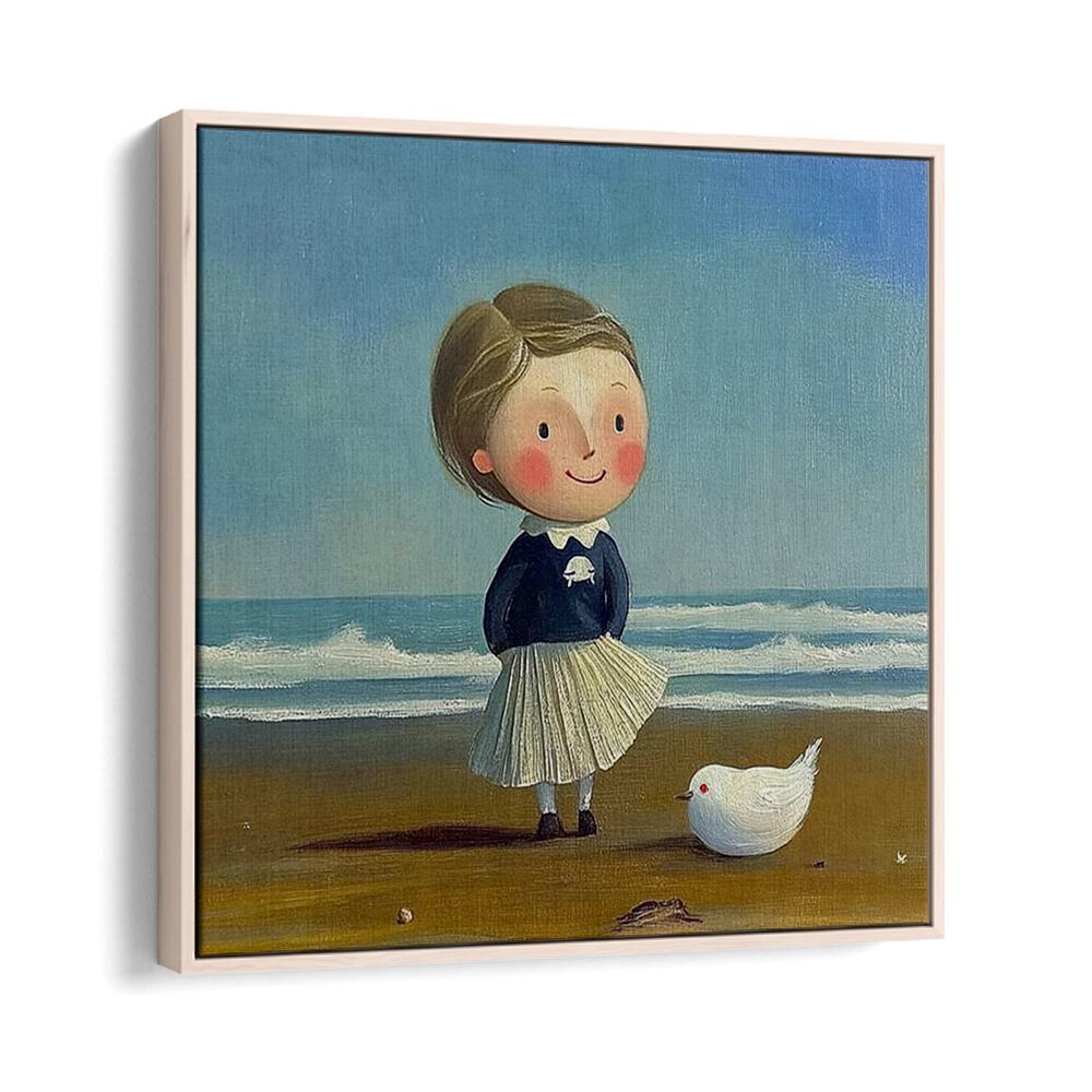 Delightful LITTLE GIRL ON THE BEACH II artwork captures childhood joy and whimsy, perfect for home decor.