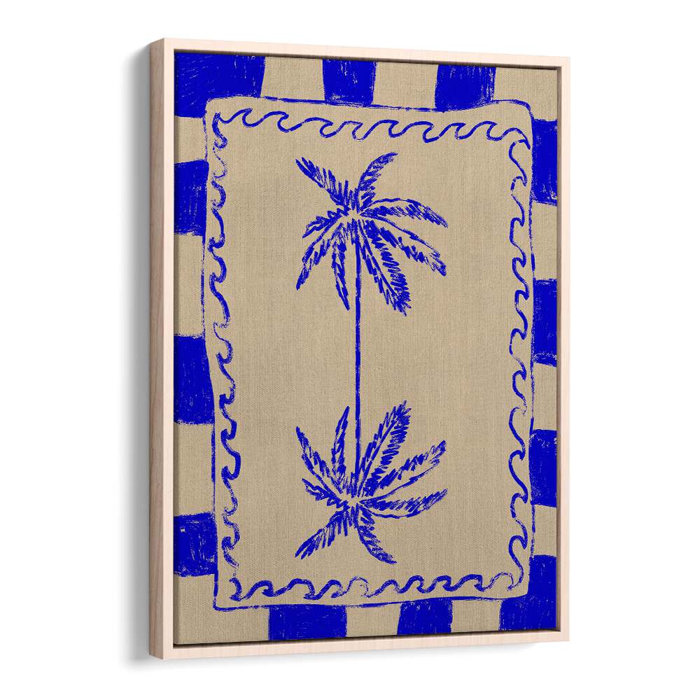 Bright blue COASTAL CHARM, BEACH PAINTINGS featuring palm trees, perfect for enhancing your seaside decor.