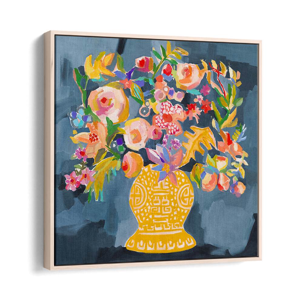 Vibrant IZZIE S BOUQUET, FLORAL FLOWER PAINTINGS showcasing colorful flowers in a decorative vase. Perfect for any art collection.