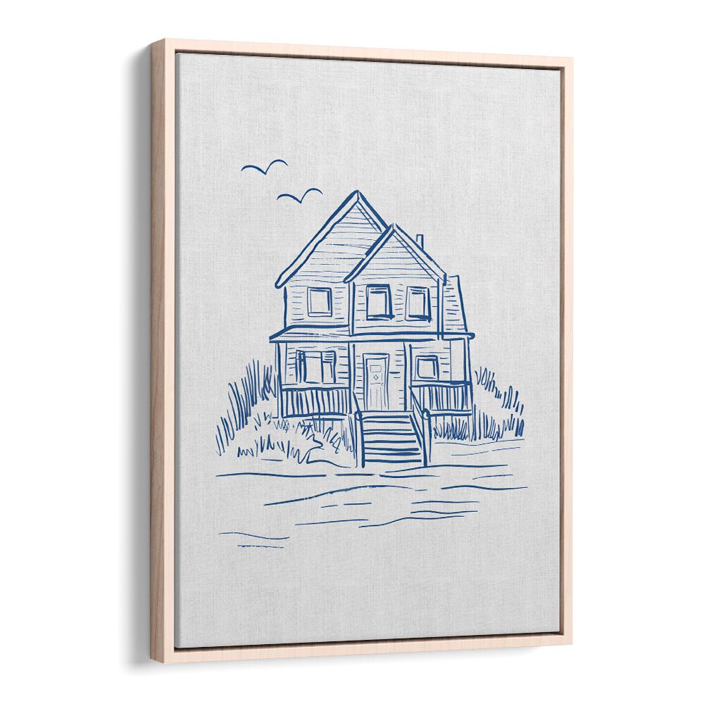 NANTUCKET BEACHHOUSE, BEACH PAINTINGS showcase a charming coastal home, perfect for enhancing your beachside decor.