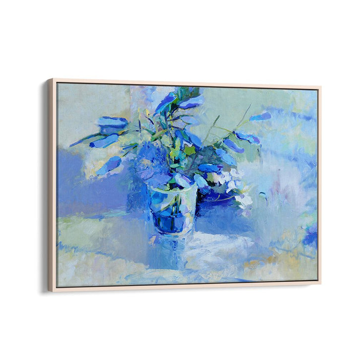 Elegant BELLS, ABSTRACT PAINTINGS featuring soft blue hues and floral elements, perfect for enhancing any decor.