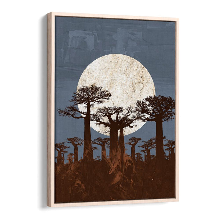 Stunning ONYESHA ODILI, AFRICAN ART PAINTINGS featuring majestic baobab trees under a glowing moon. Perfect for elegance.