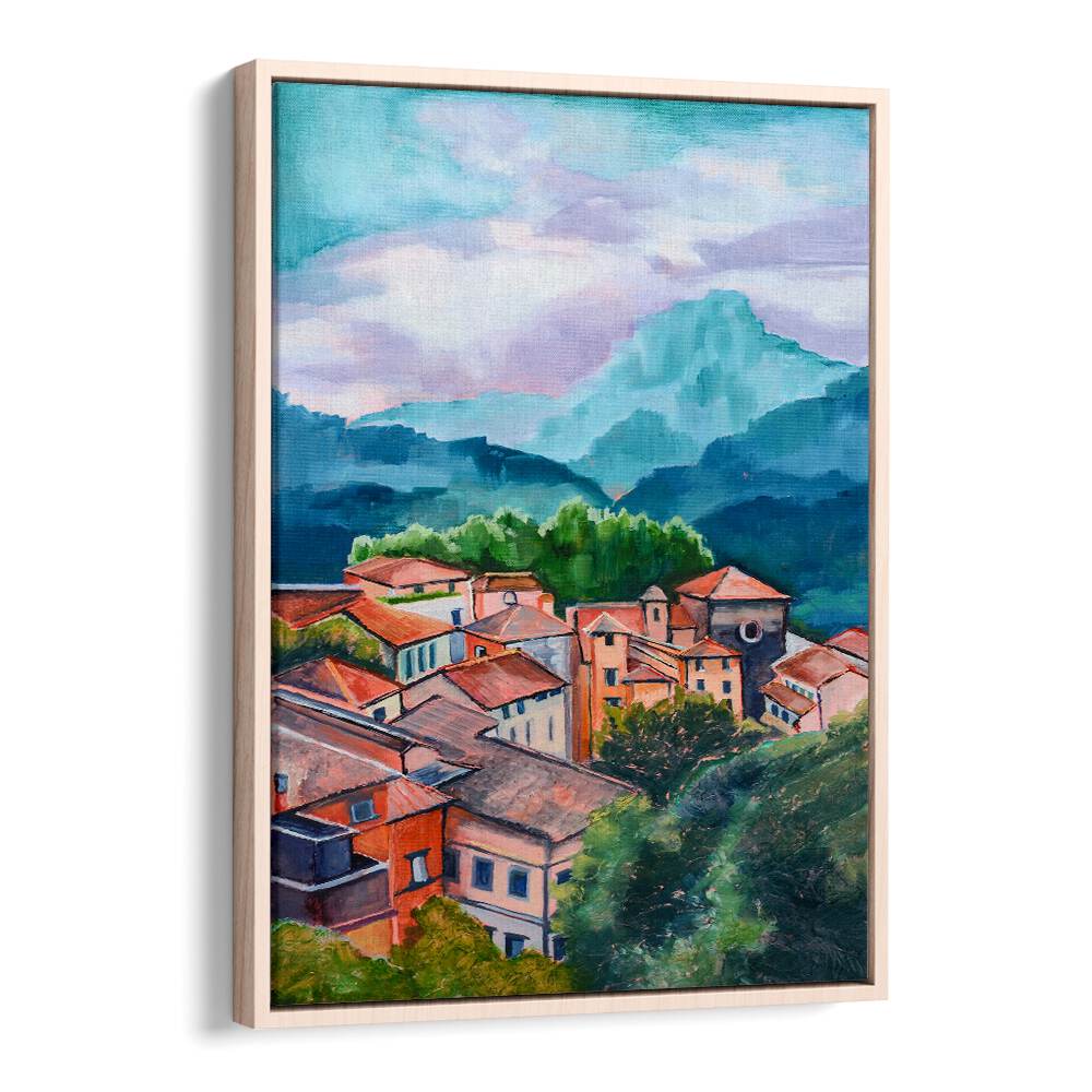 VILLAGE IN THE MOUNTAINS , LANDSCAPE PAINTINGS