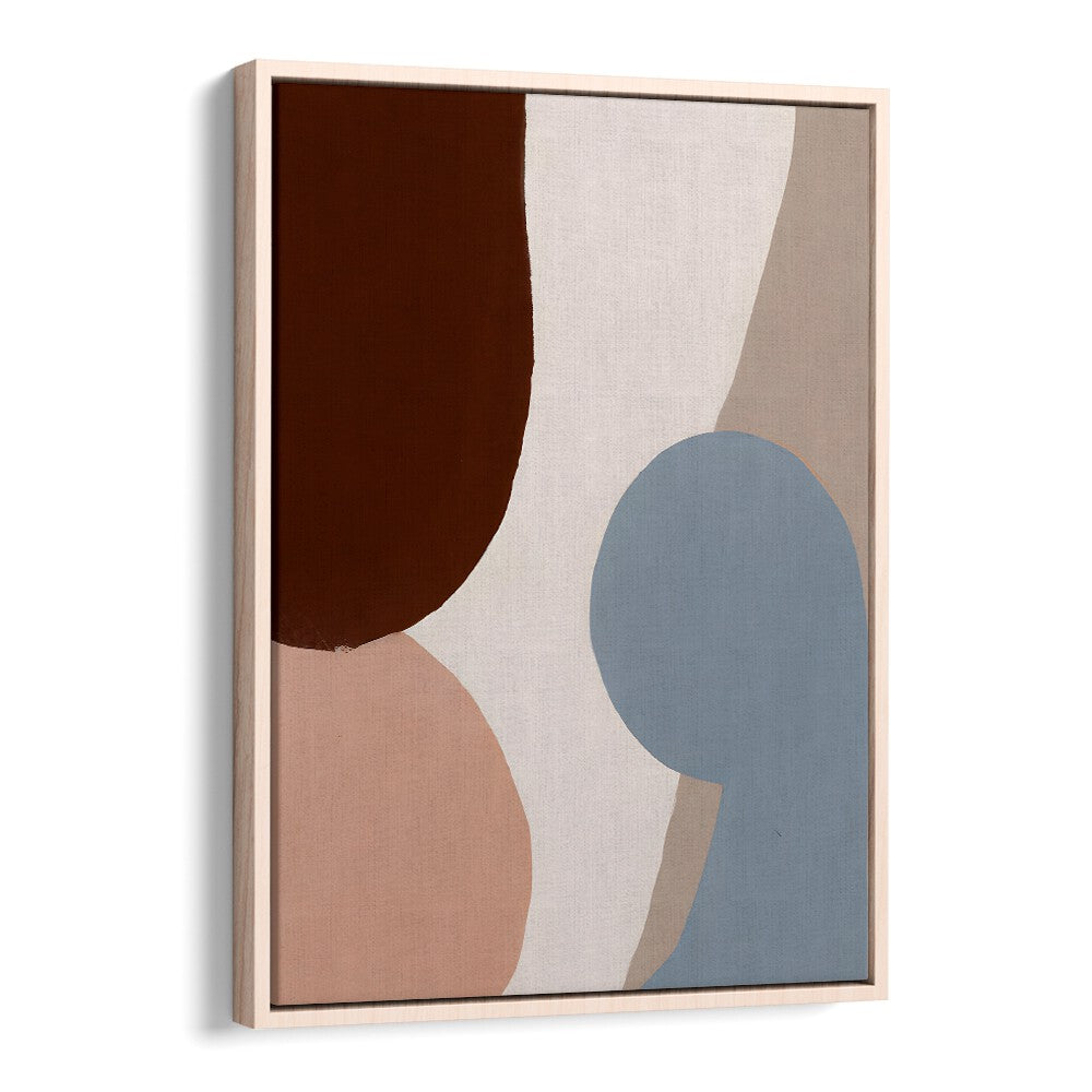 EARTHY CURVES , ABSTRACT PAINTINGS with rich earth tones and organic shapes in a natural wood frame from Oakwood Floater.