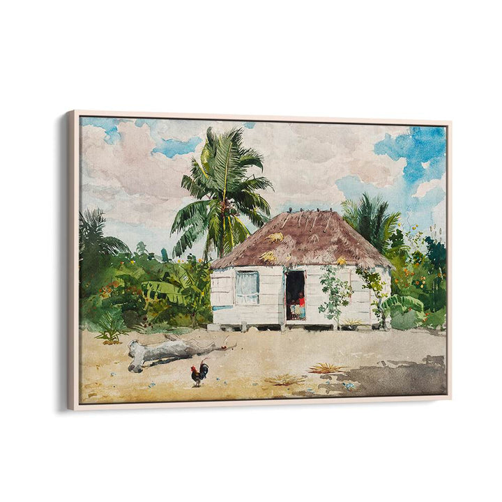 NATIVE HUT AT NASSAU (1885) , VINTAGE PAINTINGS