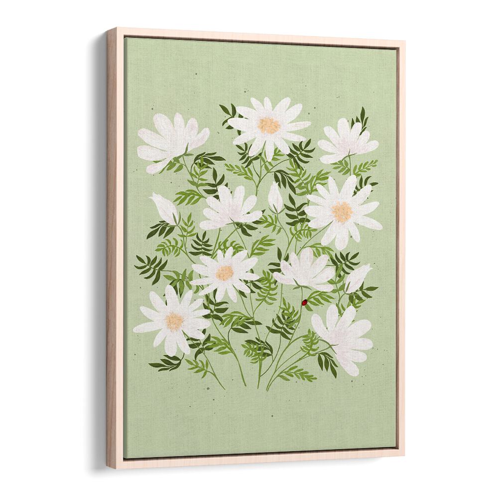 Delicate LADYBUG FLOWERS and lush greens bring life to these FLORAL FLOWER PAINTINGS, perfect for any decor.