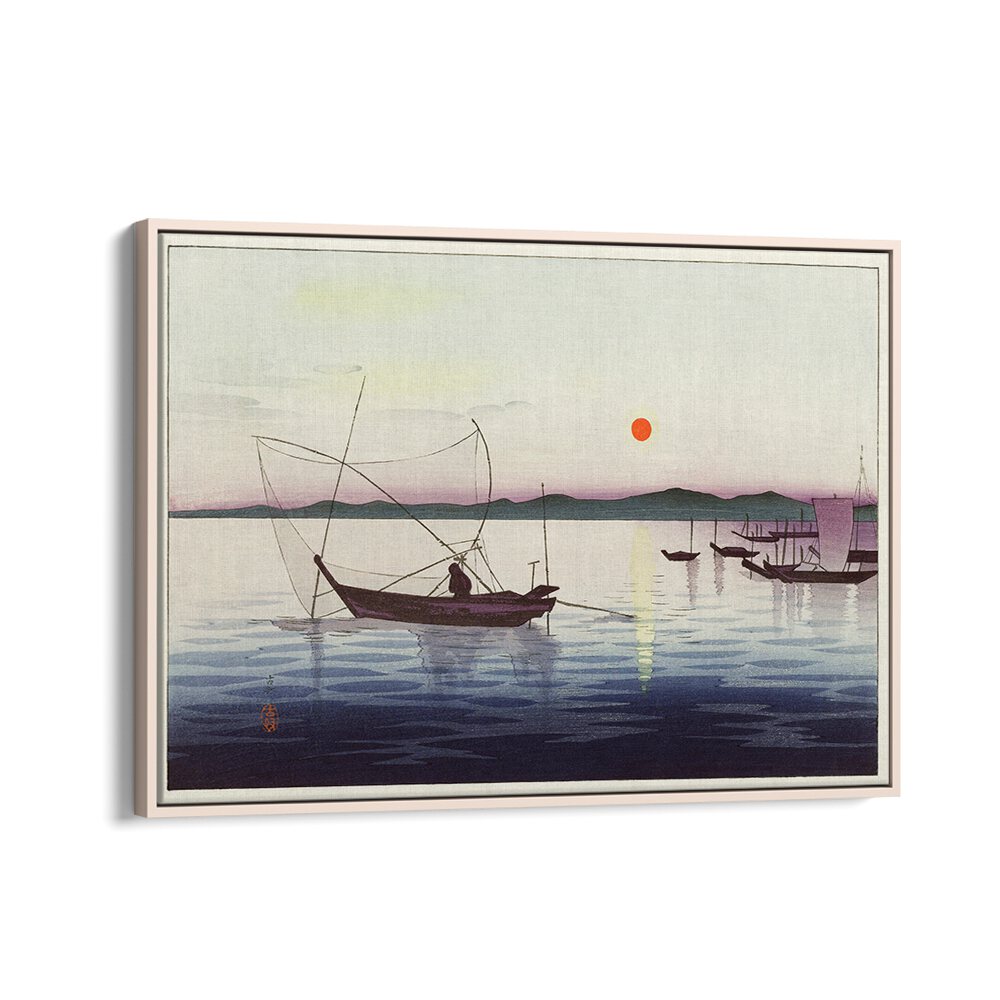 BOATS AND SETTING SUN (1900 - 1936) , JAPANESE PAINTINGS , JAPANESE ART PRINTS