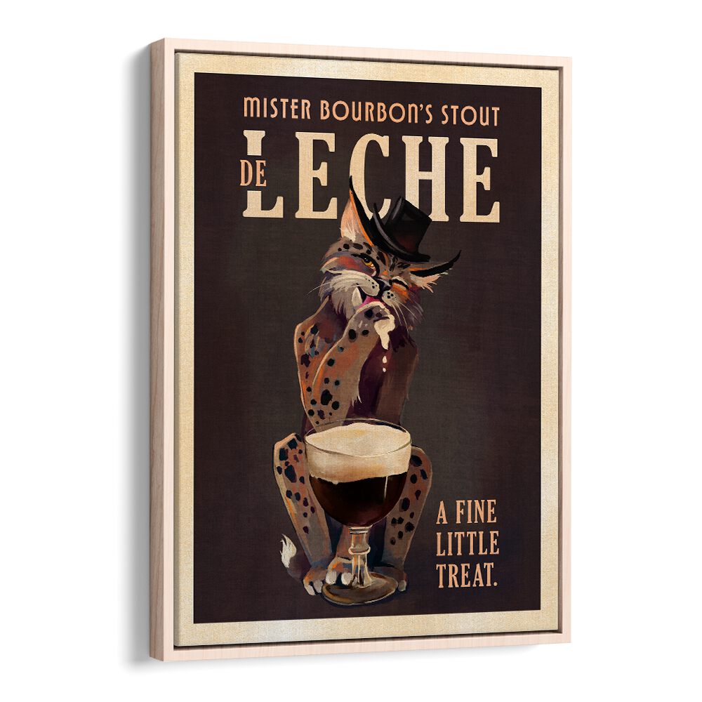 BOURBON DE LECHE GUINNESS STYLE CAT ART , BAR POSTERS , BAR ART PRINTS