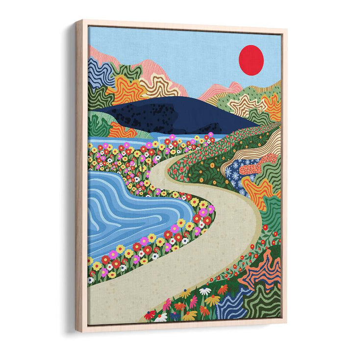 Vibrant SOOTHING HORIZON, LANDSCAPE PAINTINGS showcasing a serene path and colorful nature, perfect for relaxation decor.