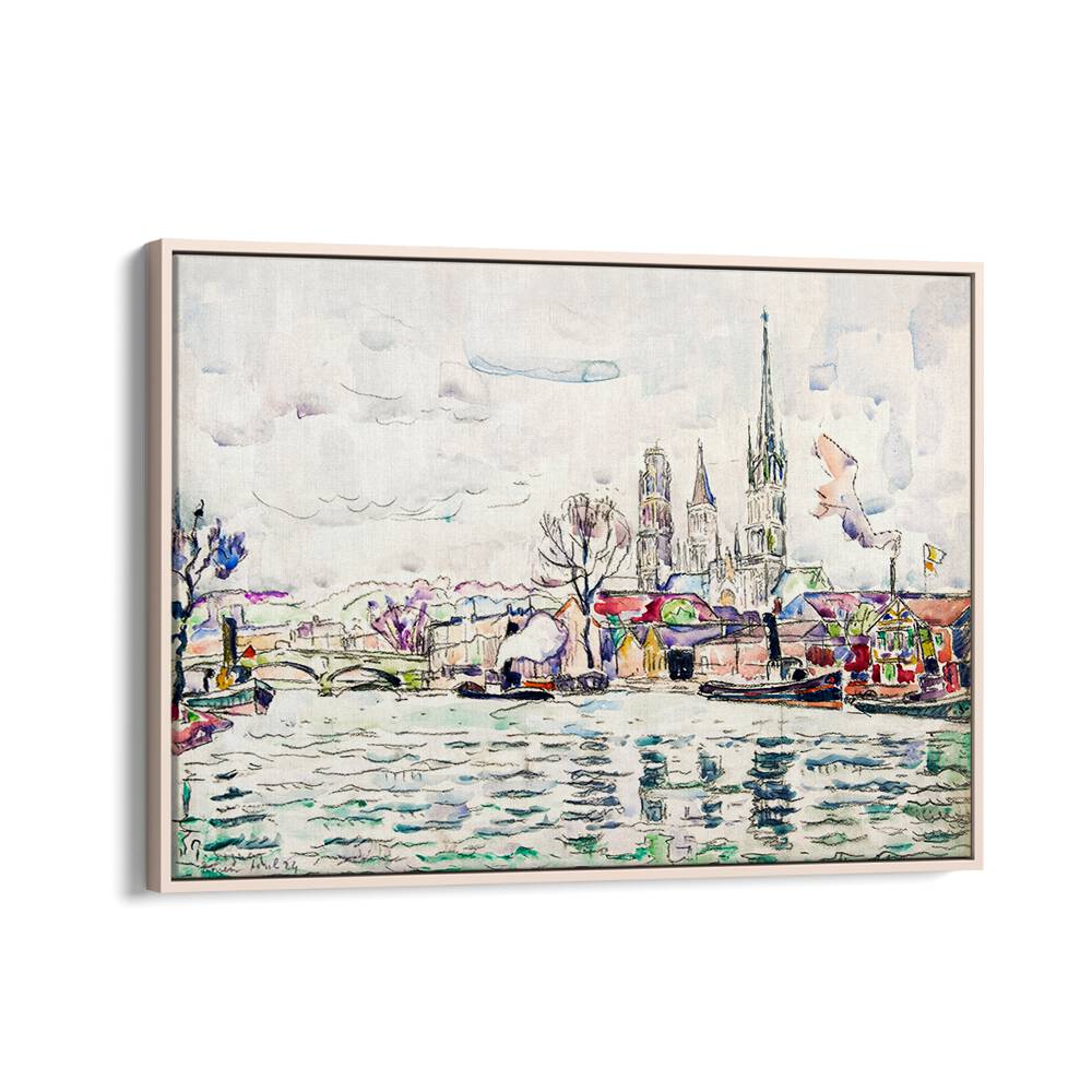 RIVER SCENE ROUEN (1924) , VINTAGE PAINTINGS