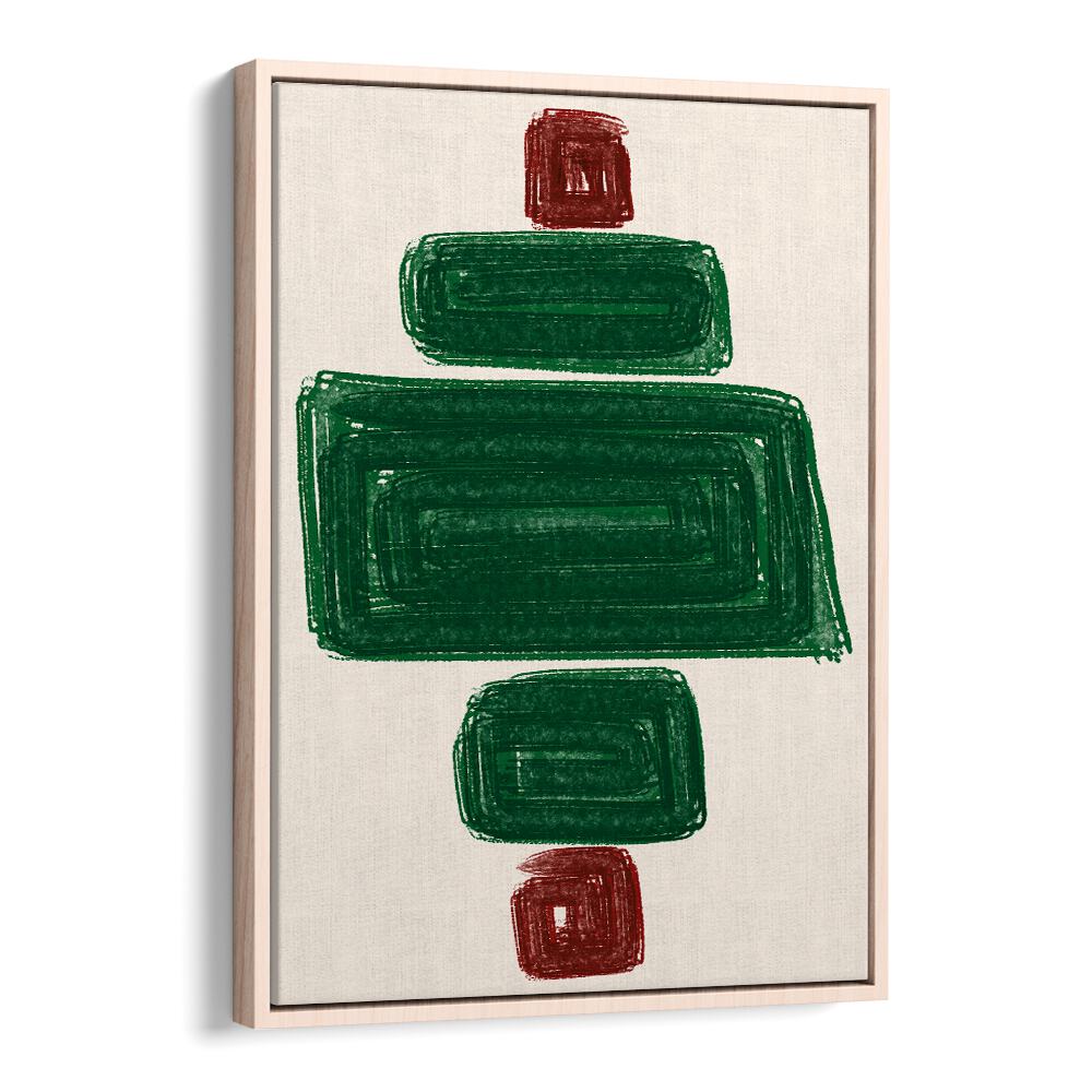 SIMPLEX II, ABSTRACT PAINTINGS feature vibrant green and red shapes, perfect for enhancing any space creatively.