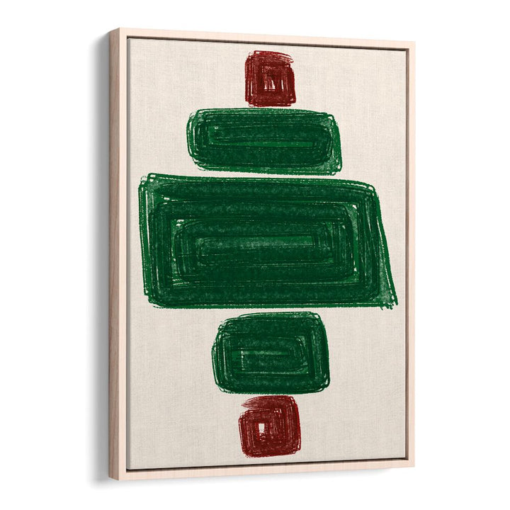 SIMPLEX II, ABSTRACT PAINTINGS feature vibrant green and red shapes, perfect for enhancing any space creatively.