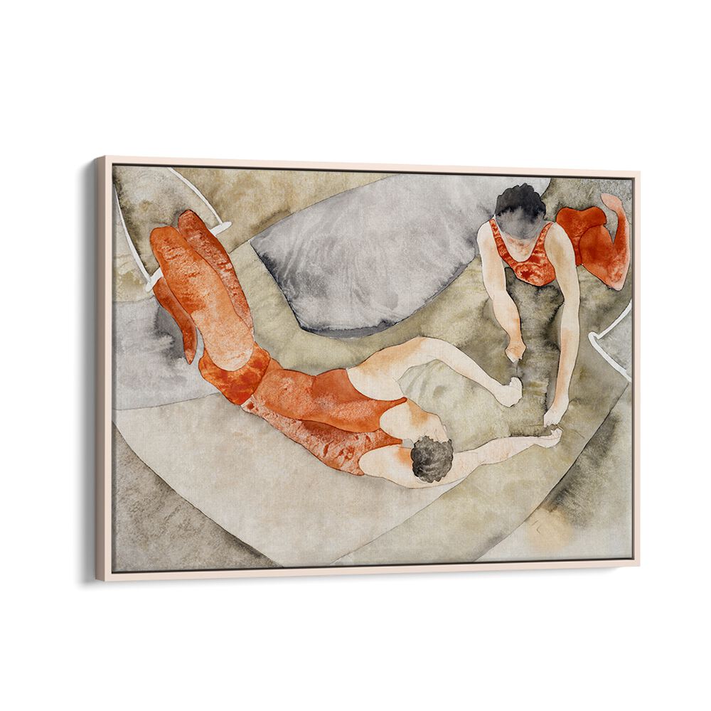 TWO TRAPEZE PERFORMERS IN RED (CA.1917) , VINTAGE PAINTINGS