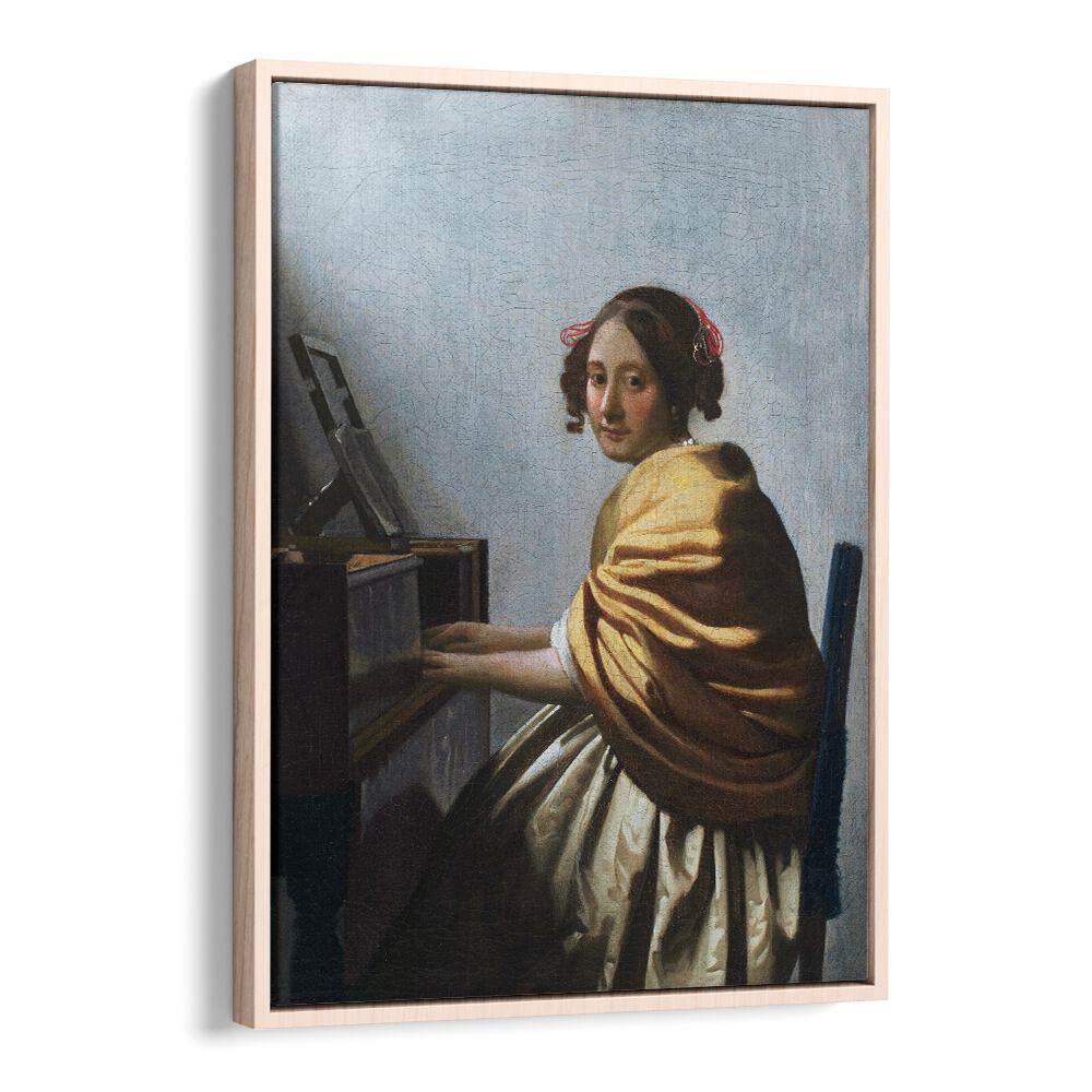 A YOUNG WOMAN SEATED AT THE VIRGINALS (CA. 1670–1672)   BY JOHANNES VERMEER, VINTAGE PAINTINGS