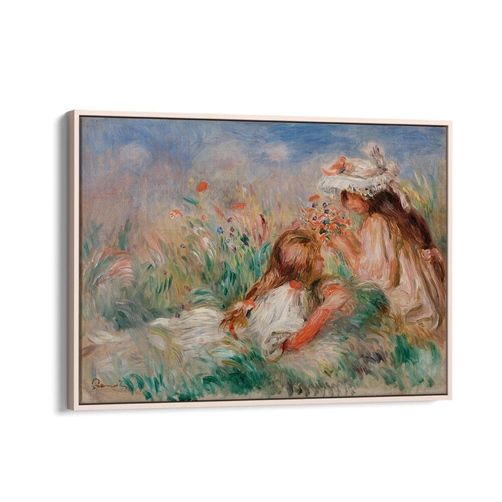 GIRLS IN THE GRASS ARRANGING A BOUQUET (1890) , VINTAGE PAINTINGS