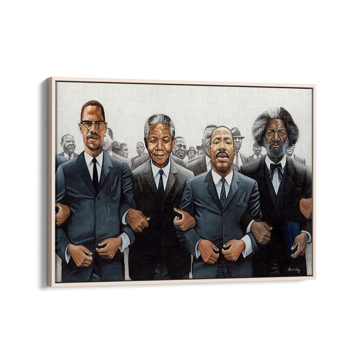 Strength in Numbers, African art paintings showcasing iconic leaders united in powerful solidarity and inspiration.