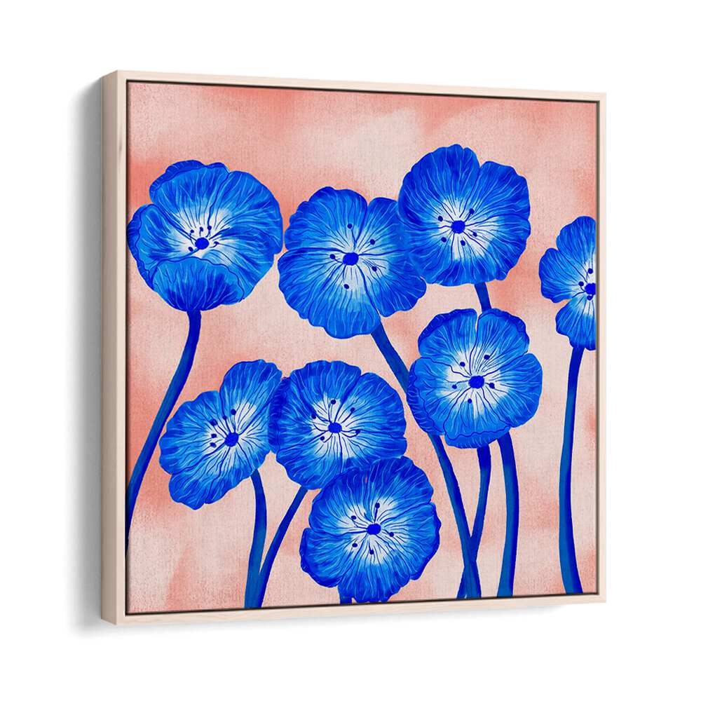 INDIGO BLOOMS , FLORAL FLOWER PAINTINGS